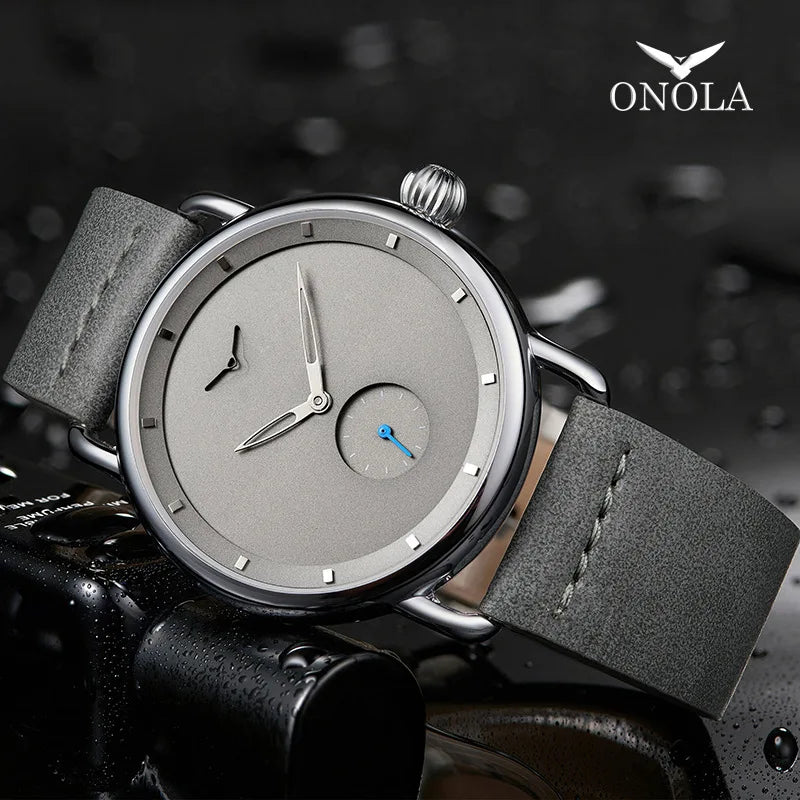 Relógio Casual Masculino Onola - Relógio de Pulso de Quartzo Simples, à Prova d'Água, com Pulseira de Couro - Luxo para Homens