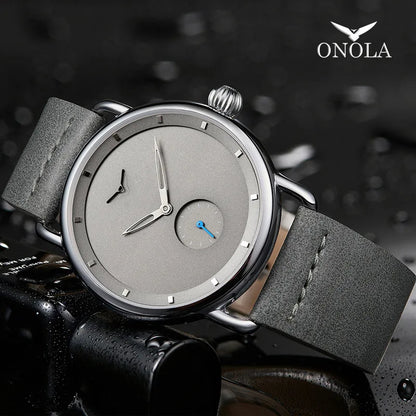 Relógio Casual Masculino Onola - Relógio de Pulso de Quartzo Simples, à Prova d'Água, com Pulseira de Couro - Luxo para Homens
