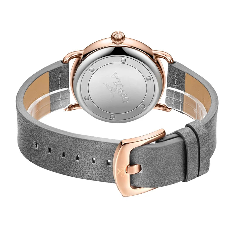 Relógio Casual Masculino Onola - Relógio de Pulso de Quartzo Simples, à Prova d'Água, com Pulseira de Couro - Luxo para Homens